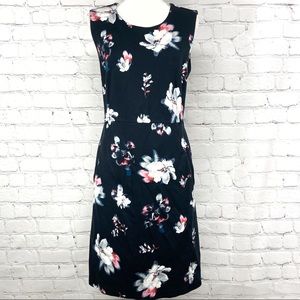 Lands End women’s black floral print dress size 16